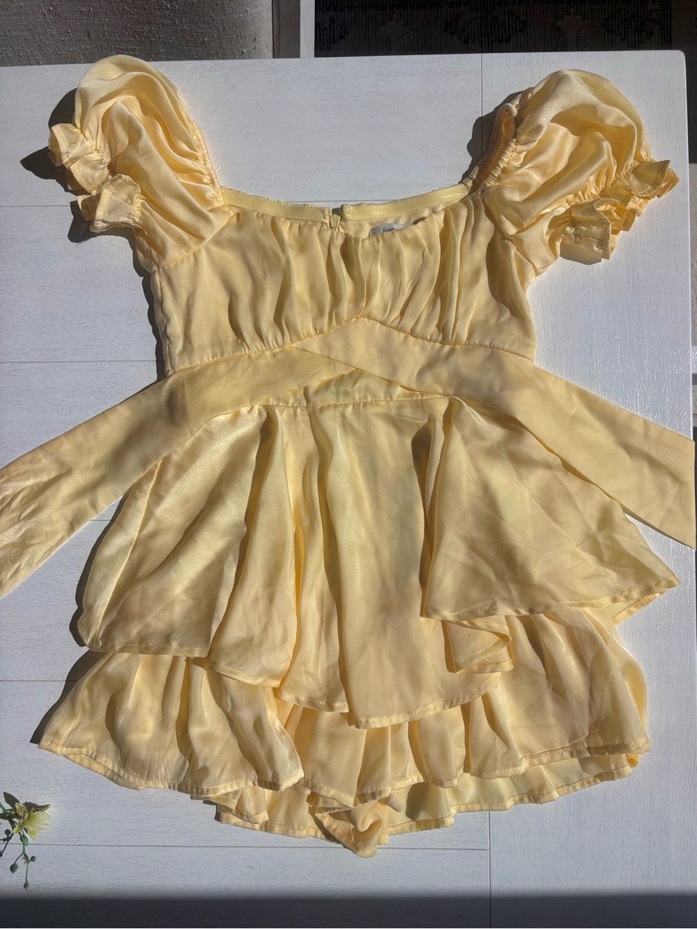 Francesca's Pale Yellow Chiffon Ruffle Top